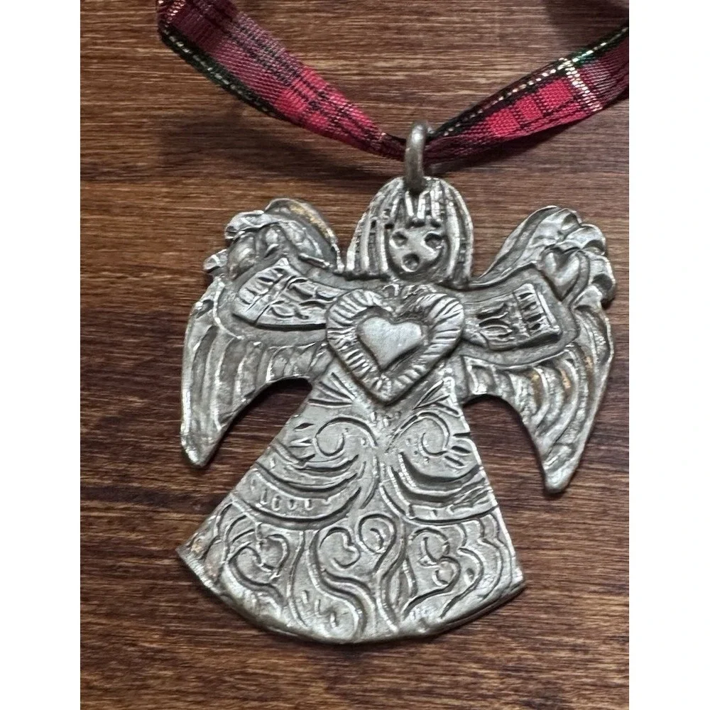 Vintage‎ Singing Angel Pewter Pendant Signed Marcie Charity